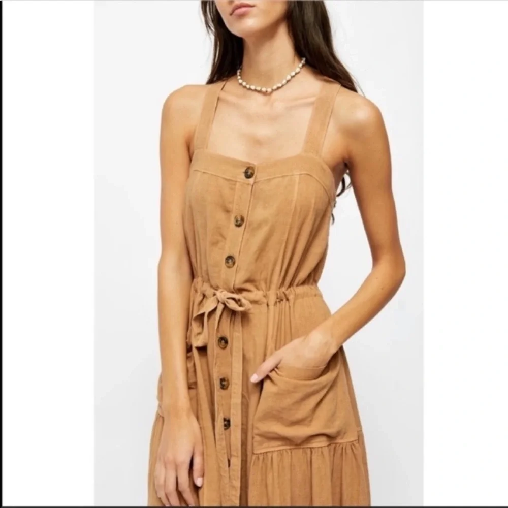 NWT! Free People Catch the Breeze Midi Dress in Amber Waves XS